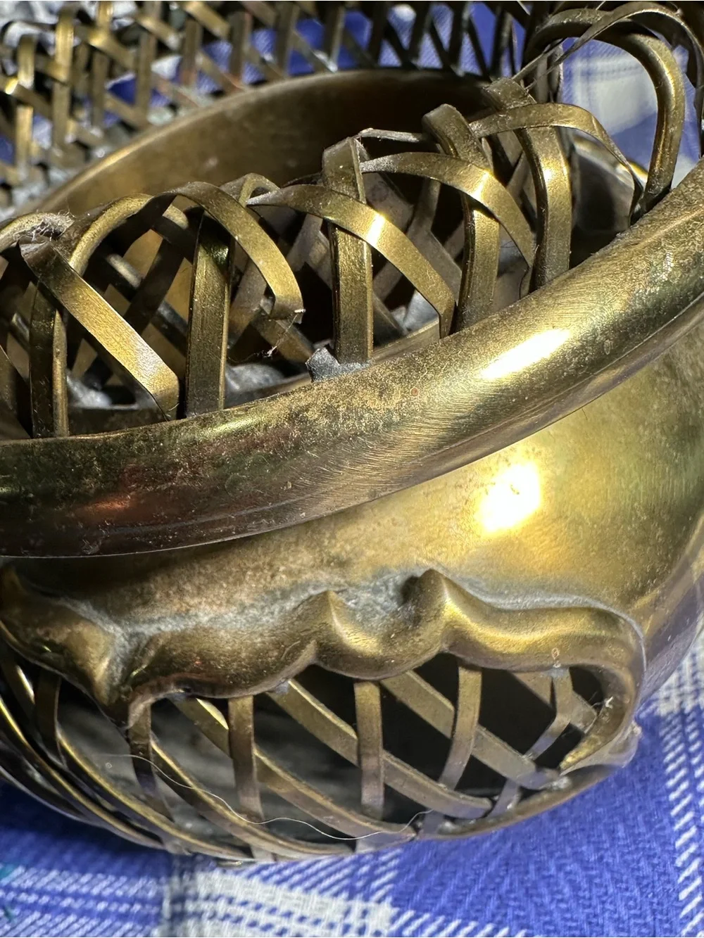 Brass VTG Woven MOTTAHEDEH DESIGN Basket Asian India